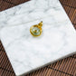 18K Gold Diamond Natural Burmese Jade White Piao Hua Ping An Donut Pendant
