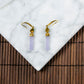 18K Gold Diamond Natural Burmese Jade Icy Purple Long Shaped Ear Studs