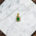 18K Gold Natural Burmese Jade Deep Green Gourd Pendant