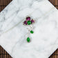 18K White Gold Diamond Natural Burmese Jade Bright Green Cabochon Flower Design Pendant