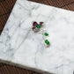 18K White Gold Diamond Natural Burmese Jade Bright Green Cabochon Flower Design Pendant