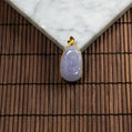18K Gold Diamond Natural Burmese Jade Icy Lavender Ruyi Pendant