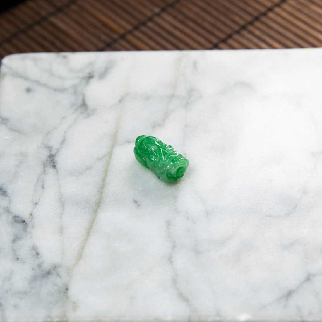 Natural Burmese Jade Green Cabbage Carved Jade (With Punch Hole)