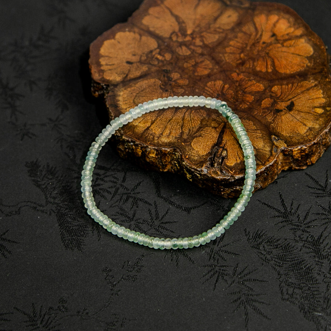 Natural Burmese Ice Multi-Color Floating-Flower Jadeite Bracelet
