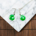 18K Platinum Diamond Natural Burmese Jade Bright Green Piao Hua Ping An Donut Ear Studs