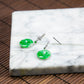 18K Platinum Diamond Natural Burmese Jade Bright Green Piao Hua Ping An Donut Ear Studs