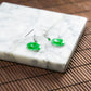 18K Platinum Diamond Natural Burmese Jade Bright Green Piao Hua Ping An Donut Ear Studs