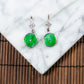 18K Platinum Diamond Natural Burmese Jade Bright Green Piao Hua Ping An Donut Ear Studs