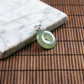 18K Platinum Diamond Natural Burmese Jade Light Green Ping An Donut Pendant
