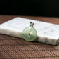 18K Platinum Diamond Natural Burmese Jade Light Green Ping An Donut Pendant