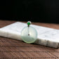 18K Platinum Diamond Natural Burmese Jade Icy Bluish Piao Hua Ping An Donut Pendant