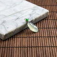 18K白金鑲鑽天然緬甸翡翠冰藍白蘭花吊墜