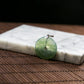 18K Platinum Diamond Natural Burmese Jade Icy Bluish Green Piao Hua Ping An Donut Pendant