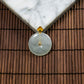 18K Gold Natural Burmese Jade Icy White Ping An Donut Pendant