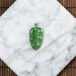 18K White Gold Diamond Natural Burmese Jade Icy Green Leaf Pendant