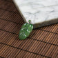 18K White Gold Diamond Natural Burmese Jade Icy Green Leaf Pendant