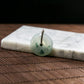 18K Platinum Natural Burmese Jade Icy Bluish Piao Hua Ping An Donut Pendant