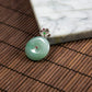 18K Platinum Diamond Natural Burmese Jade Light Green Ping An Donut Pendant