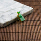 18K金鑲鑽天然緬甸翡翠淡綠飄辣綠無事牌吊墜