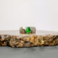 S925 Sterling Silver Natural Burmese Green Irregular-Cut Jadeite Ring