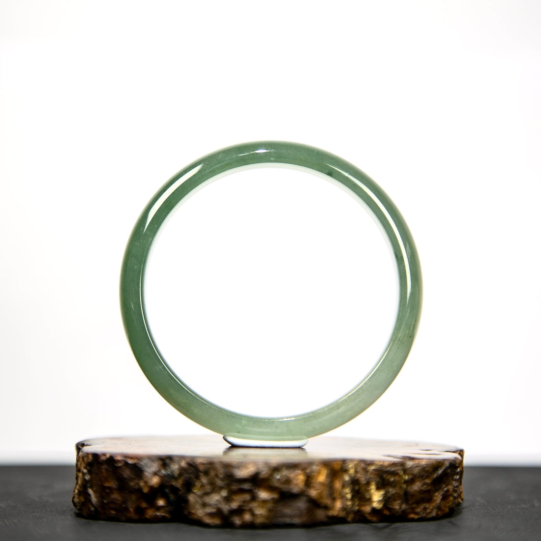 Natural Burmese Pale-Green Standard-Round Jadeite Bangle (Fits Wrist Size 56-58mm)