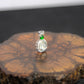 18K White Gold Diamond-Set Natural Burmese Vivid Green & Icy White Cabochon Pendant