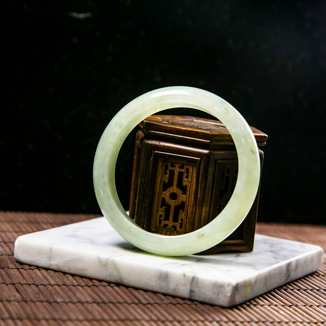 Natural Burmese Jade Apple Green Half Circle Bangle (Fits 54-56mm)