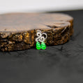 18K White Gold Diamond-Set Natural Burmese Sweet Vivid-Green Double Gourd Snap-Clasp Pendant