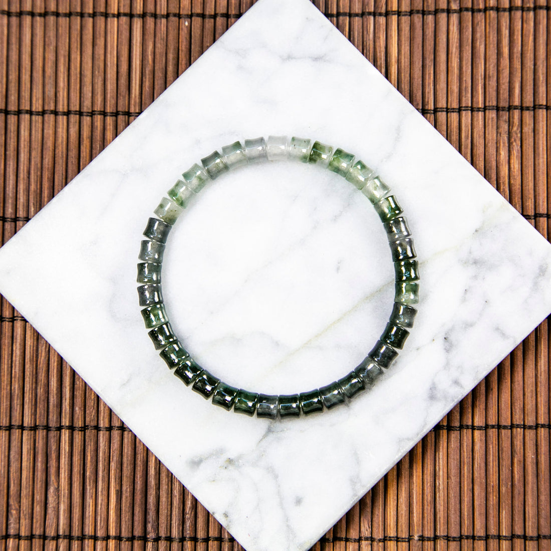 天然緬甸翡翠漸變飄花桶珠手串