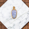 18K Rose Gold Diamond Natural Burmese Jade Icy Bluish Lavender Leaf Pendant