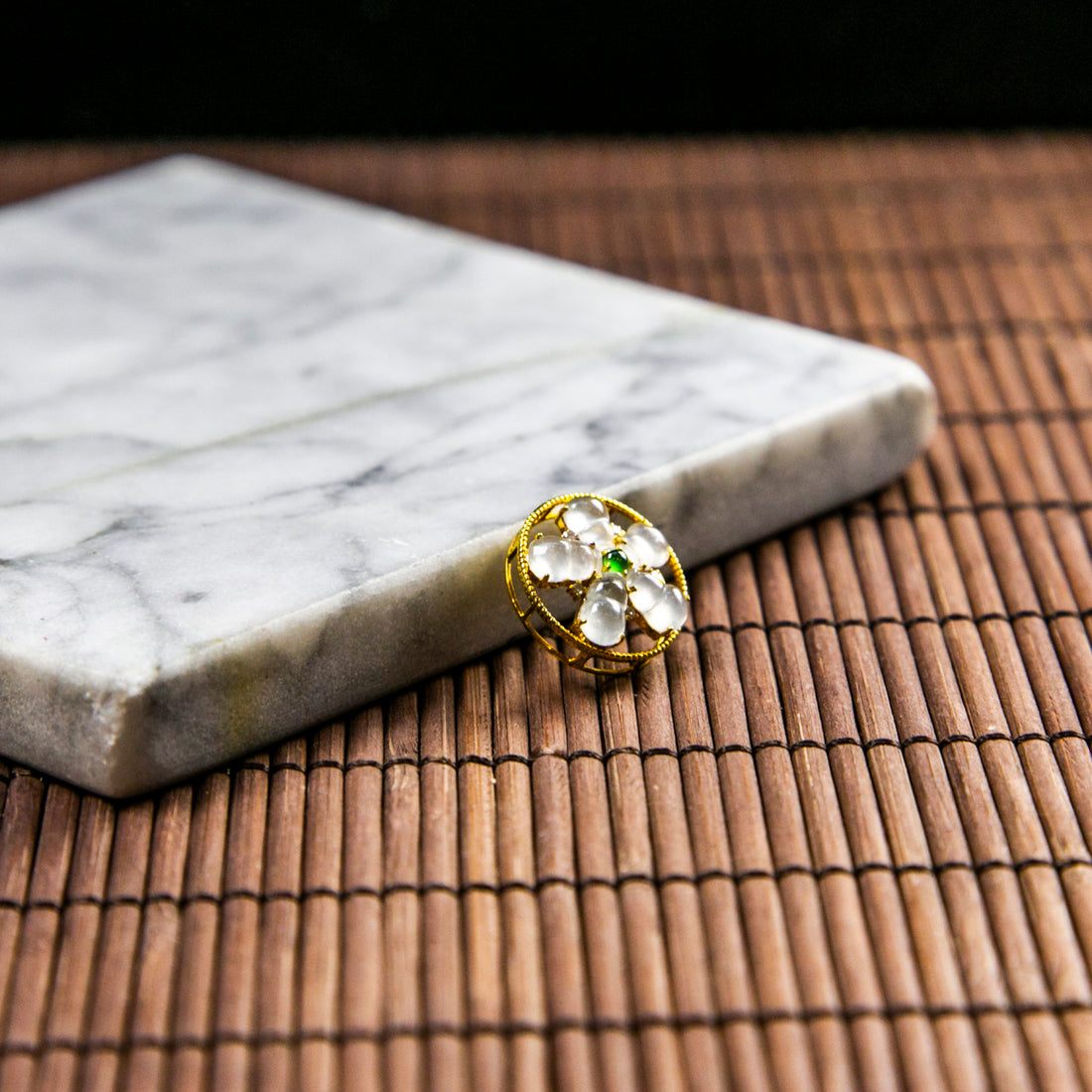 18K Rose Gold Diamond Natural Burmese Jade Icy White Hulu Wheel Pendant