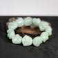 Natural Burmese Pale-Green Carved Laughing Buddha Face Bead Bracelet