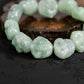 Natural Burmese Pale-Green Carved Laughing Buddha Face Bead Bracelet