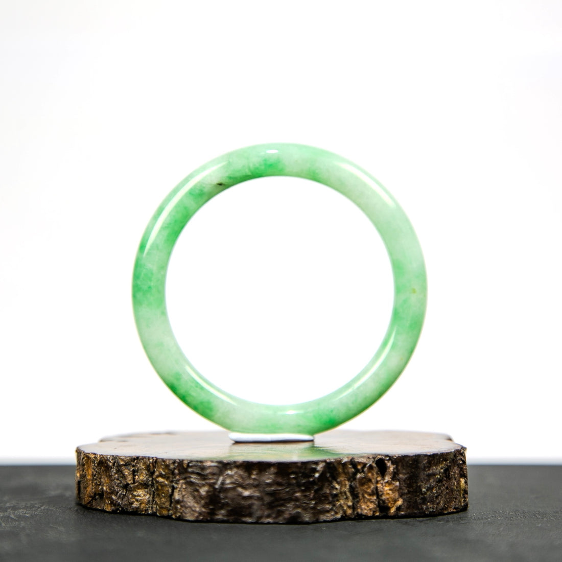 Natural Burmese Pale-Green Floating-Flower Jadeite Bangle (Fits Wrist Size 52-54mm)