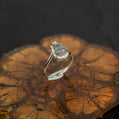 S925 Silver Zircon-Set Natural Burmese Black-Bone Jadeite Gourd Adjustable Ring