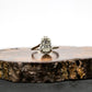 S925 Silver Zircon-Set Natural Burmese Black-Bone Jadeite Gourd Adjustable Ring