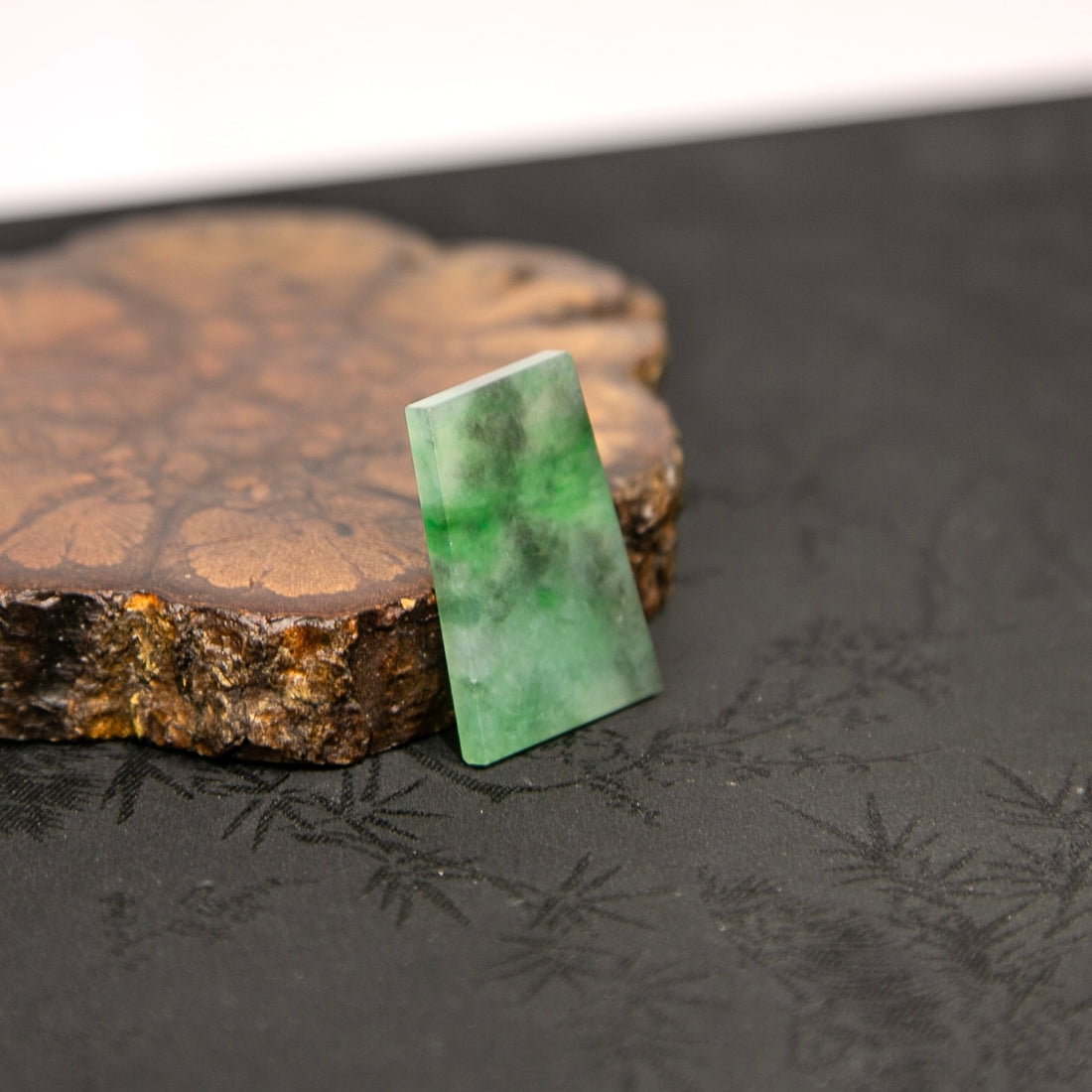 Natural Burmese Blue-Green Floating-Flower Blank Tablet Jadeite Cabochon