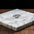 S925 Zircon Natural Burmese Jade Icy White Adjustable Ring