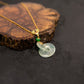 18K Yellow Gold Diamond-Set Natural Burmese Vivid Green & White Ice Floating Blue-Green Safety Buckle Double-Ring Pendant Necklace