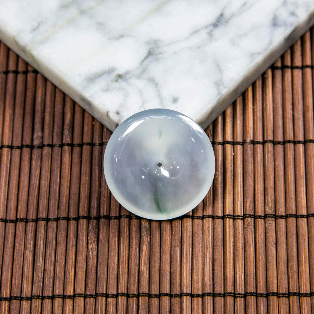 Natural Burmese Jade Icy White Piao Hua Ping An Donut 