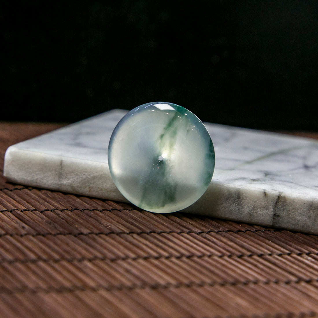 Natural Burmese Jade Icy Bluish Piao Hua Ping An Donut 