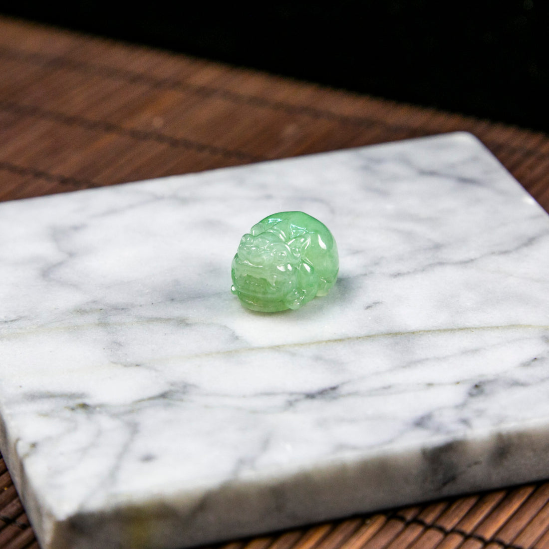 Natural Burmese Jade Green Pixiu Carved Jade
