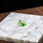 18K Gold Diamond Natural Burmese Jade Icy Green Piao Hua Donut Pendant