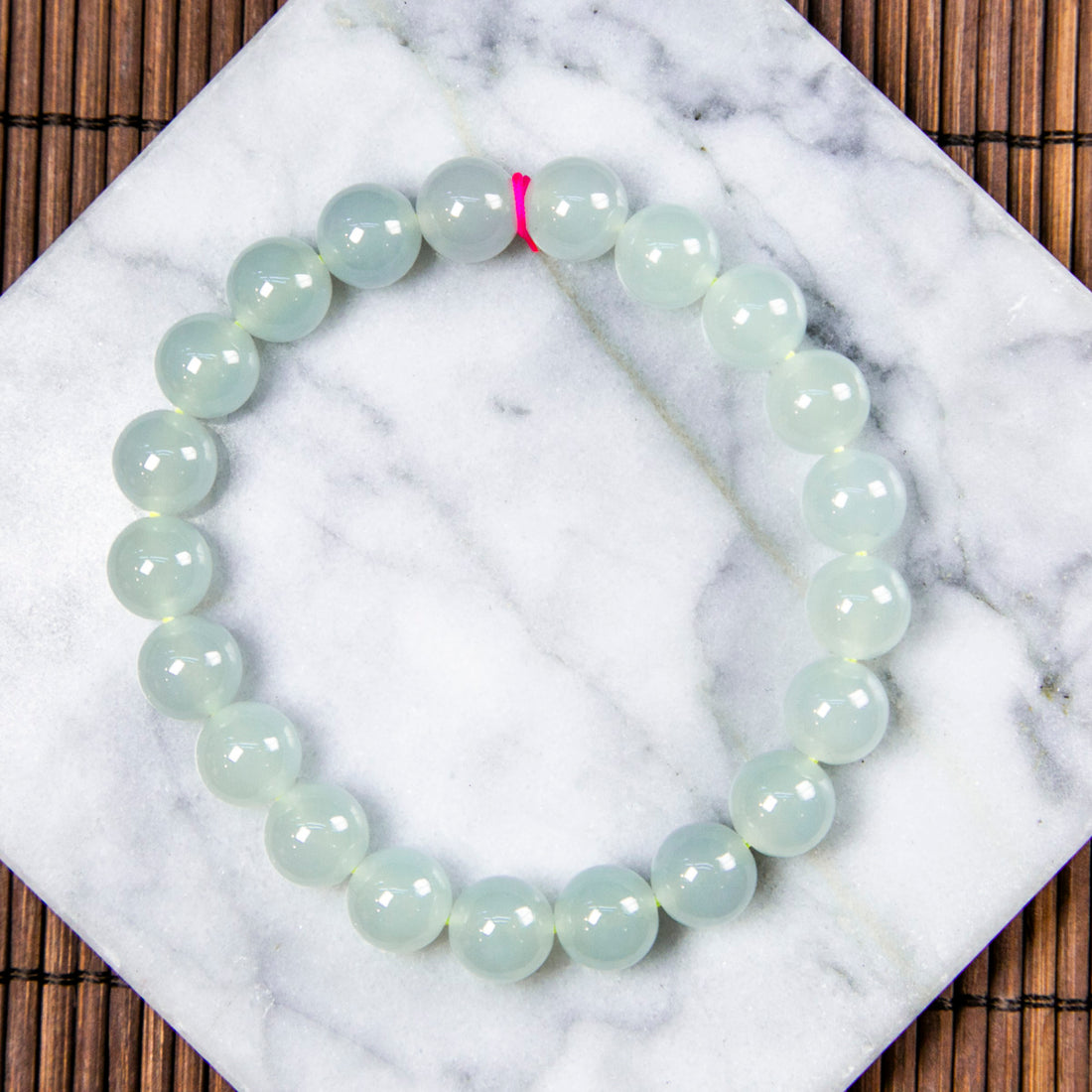 天然緬甸翡翠冰淡綠手珠串