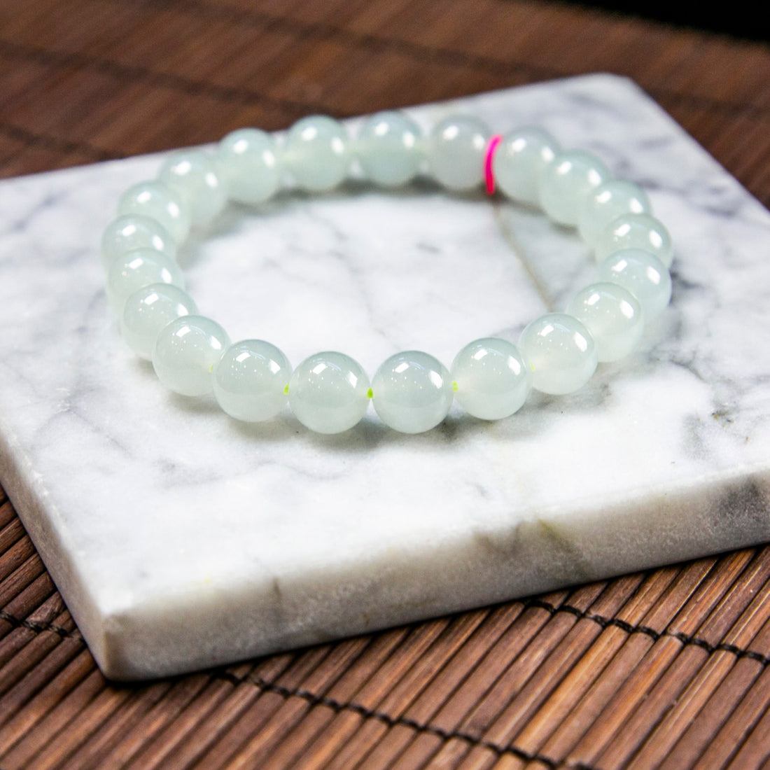 天然緬甸翡翠冰淡綠手珠串