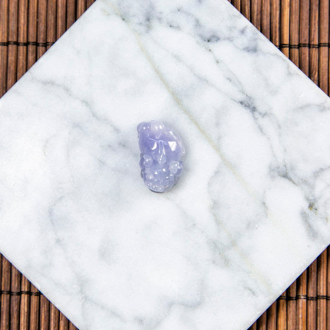 Natural Burmese Jade Bluish Lavender Pixiu Carved Jade (With Punched Hole)