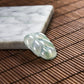 Natural Burmese Jade Icy White Piao Hua Leaf Carved Jade (With Punched Hole)