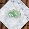 18K Gold Natural Burmese Jade Light Green Horse Pendant