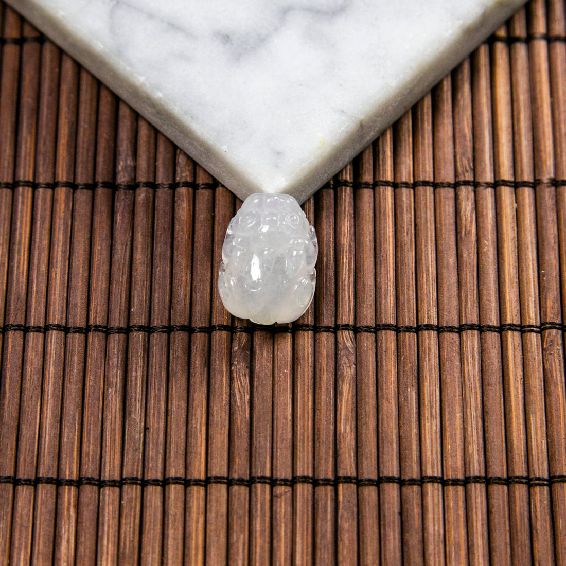 Natural Burmese Jade Icy White Pixiu Carved Jade (With Punched Hole)