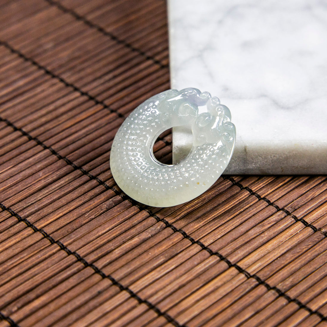 Natural Burmese Jade Icy Light Green Duo Dragon Pendant